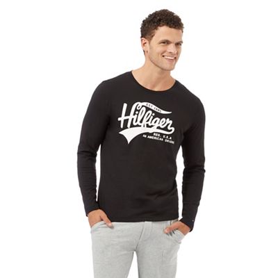 Tommy Hilfiger Black logo print long sleeved pyjama t-shirt